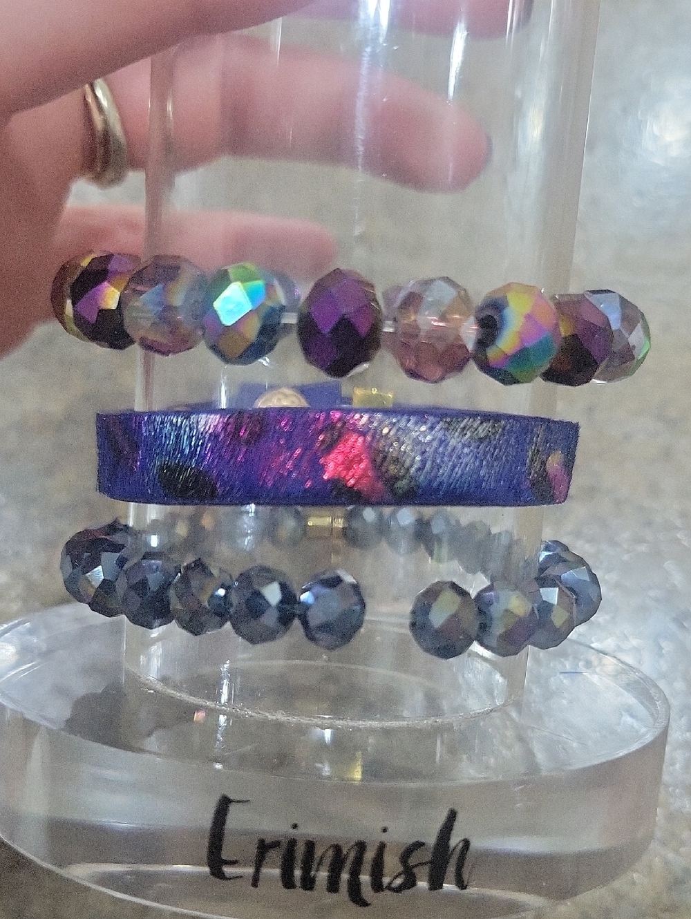 Iridescent Beaded Stack Bracelet Set - Purple Multi Gemjams By Erimish